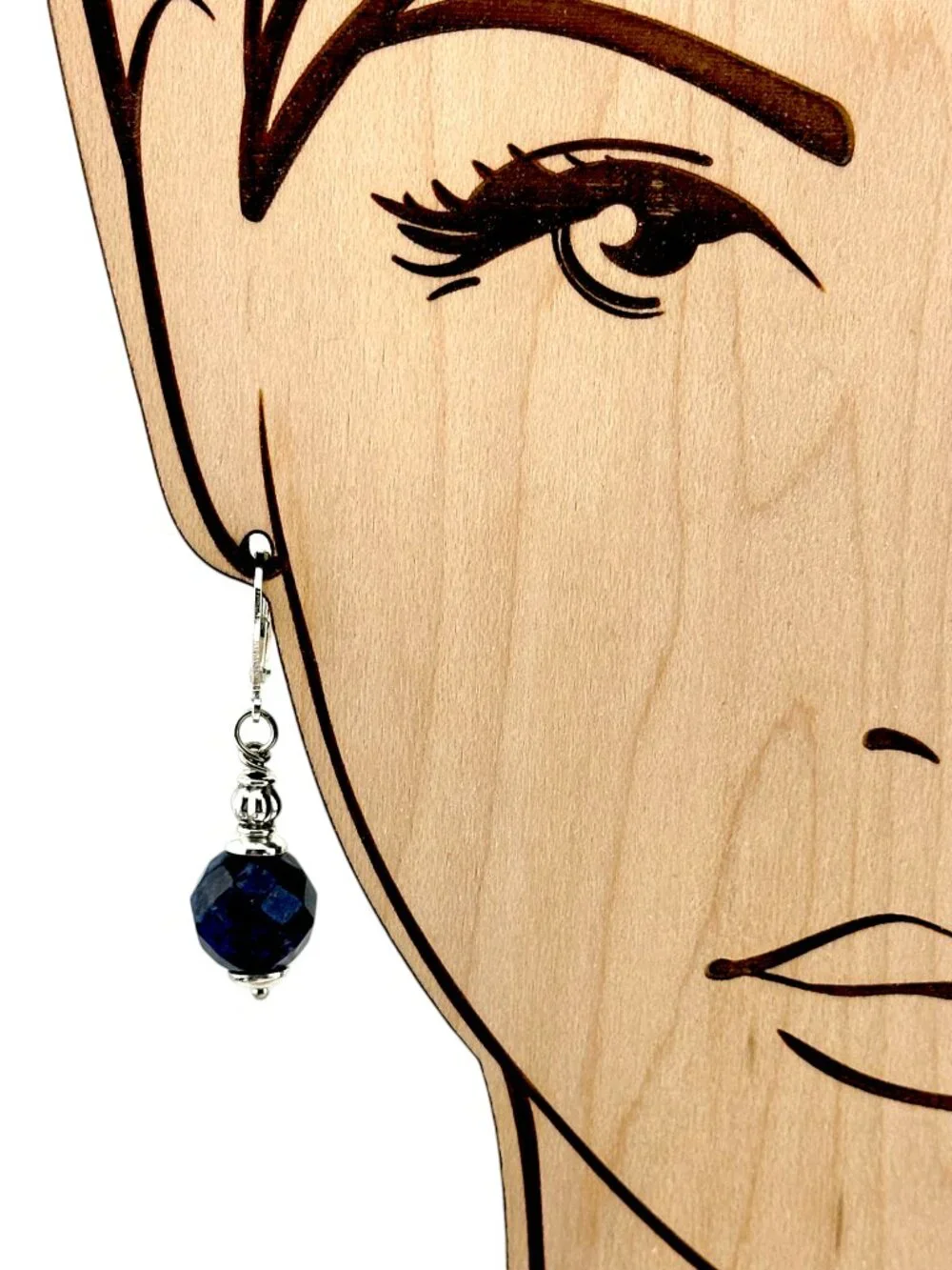 Navy Blue Sodalite Earrings Faceted Dangle Drop 925 Sterling Silver Leverbacks